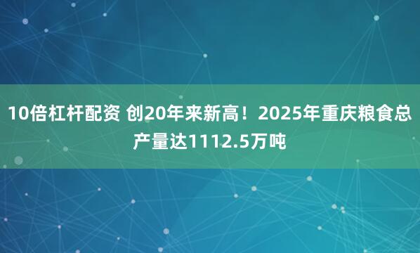 10倍杠杆配资 创20年来新高！2025年重庆粮食总产量达1112.5万吨