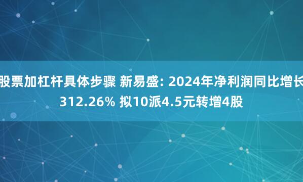 股票加杠杆具体步骤 新易盛: 2024年净利润同比增长312.26% 拟10派4.5元转增4股